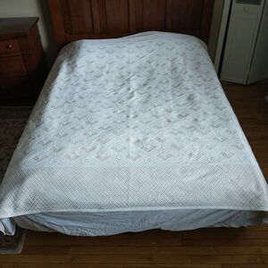 SFERRA Full Double Coverlet Beige Geometric Woven Cotton Portugal